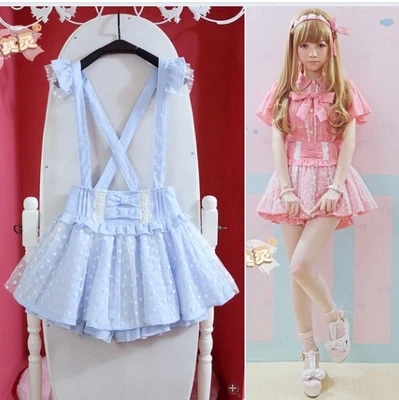 2015-New-Summer-High-Waisted-Cute-Japanese-Ruffle-Lace-Skirt-Hot-Women-Suspender-Detachable-Strap-Skirts