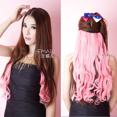 Free-Shipping-50CM-5-Color-Burgundy-Red-Purple-Blue-Pink-Clip-in-Natural-Curly-Brazilian-Hair