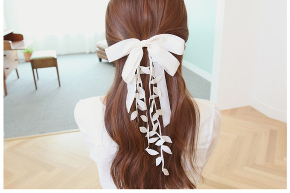 leaf cascade hair bow barrette