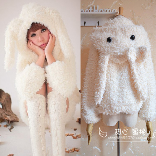 Fuzzy White/Ivory Bunny Coat