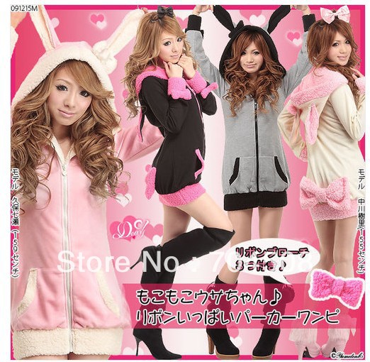 J51-Womens-Cute-Bunny-Ear-Hoodie-Sherpa-Lolita-Nana-Jacket-Coat-4-Color-XS-S