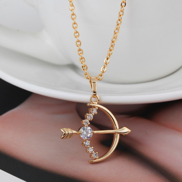 New-style-18k-gold-plated-Cupid-s-bow-and-arrows-lovely-design-white-zircon-Necklaces-Pendants