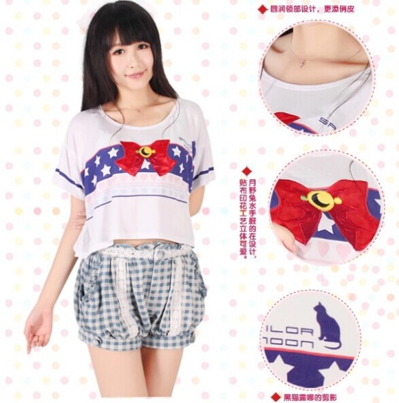 J-fashion-harajuku-Sailor-Moon-blouse-tees-for-Crystal-20th-years-Kawaii-cute-t-shirt-short