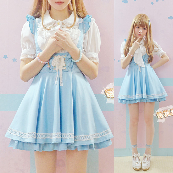 New-2014-Summer-Vestidos-Vintage-Lolita-cosplay-Lace-Elegant-rompers-Japanese-Anime-Maid-Cute-Bandage-High