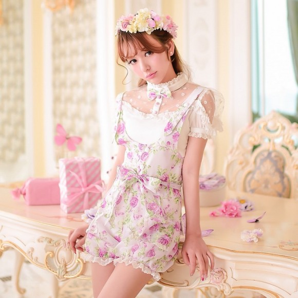 Princess-sweet-lolita-shorts-Candy-rain-Summer-new-Japanese-style-sweet-bow-floral-Tall-waist-straps