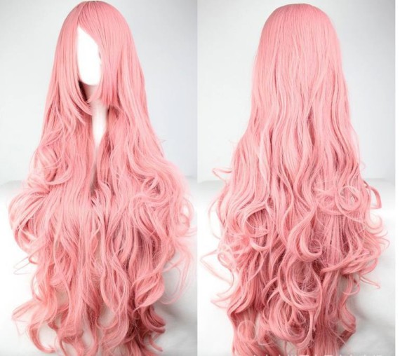 2015-party-new-Long-wavy-Pink-Cosplay-wigs-100CM-Synthetic-wig-Cheap-curly-wigs