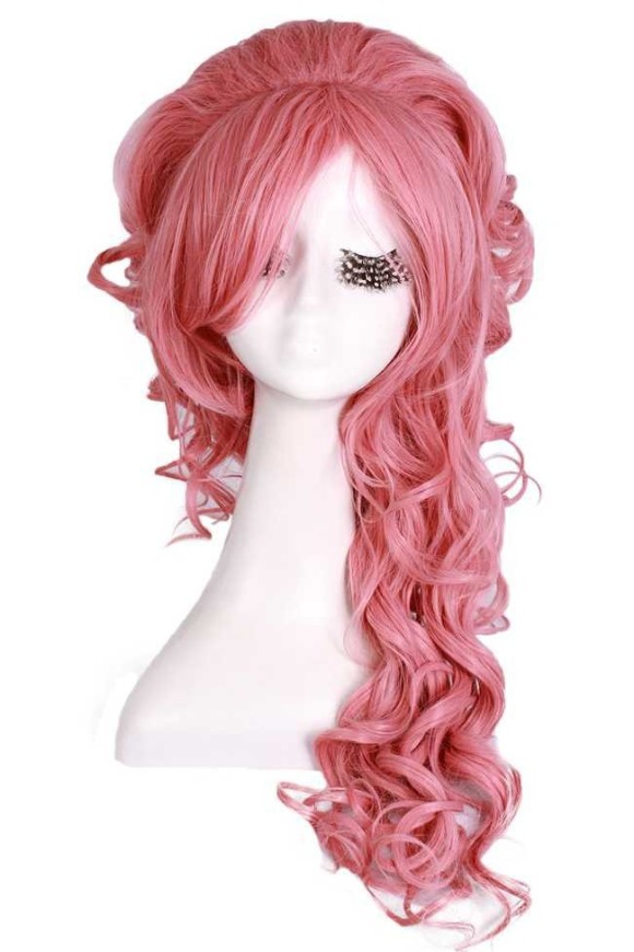 Free-Shipping-30cm-Synthetic-Hair-Lady-s-Princess-Wigs-Long-Dark-Brown-White-Blonde-Purple-Pink