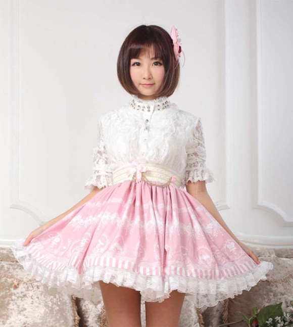 High-quality-Nice-Women-skirts-Pink-Printed-Kawaii-Skirts-Lolita-Sweet-Pink-Lace-Princess-Skirt-High