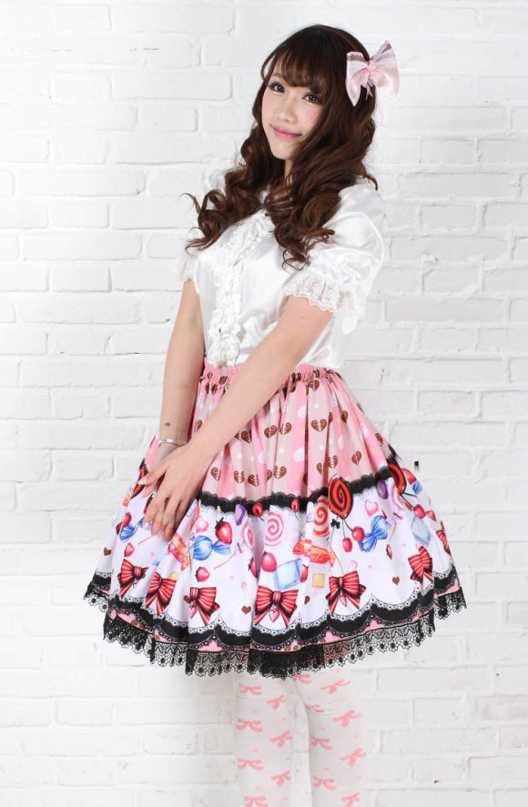 Lolita-princess-sweet-Pink-lollipop-girls-pleated-half-skirt-bust-skirt-short-skirt