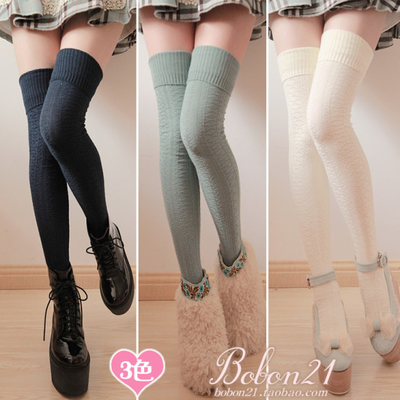 Sweet-lolita-Bars-bobon21-delicate-cutout-plaid-decorative-pattern-lengthen-over-the-knee-socks-thigh-socks