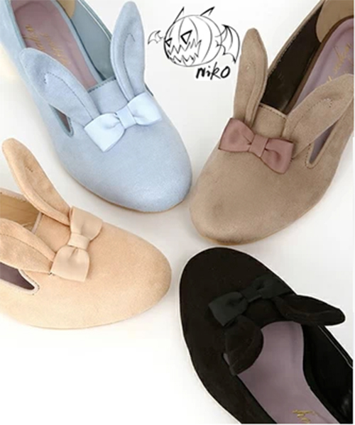 Super-Cute-Womens-Lolita-Rabbit-Ears-Bow-Ballet-Flats-Shoes-Bunny-Pink-Blue-Black